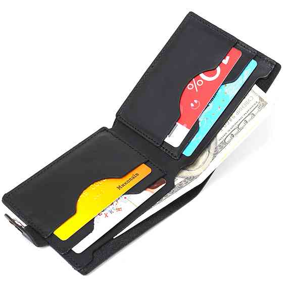 Матове чоловіче вінтажне портмоне Shvigel 16453 Чорний Київ