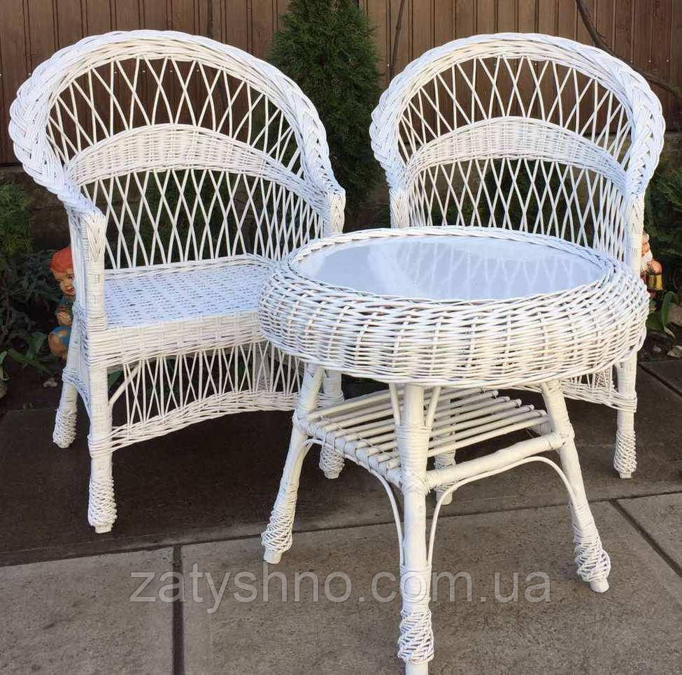 Белая мебель с журнальным столом | мебель из лозы белая с 2 креслами| мебель белая из ротанга Киев - изображение 2