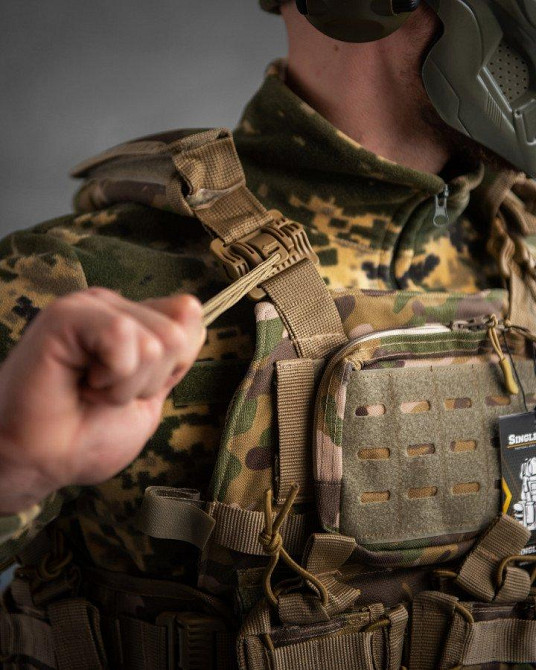 Военая плитоноска мультикам 4 сброса с подсумками в сборе Одесса - изображение 10