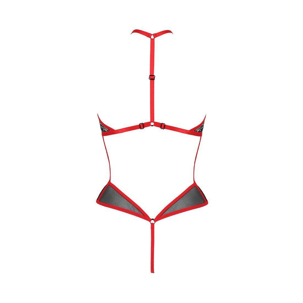 Сітчасте боді з мереживом на грудях Passion SATARA BODY XXL/XXXL red Sex Aura Київ - фото 4