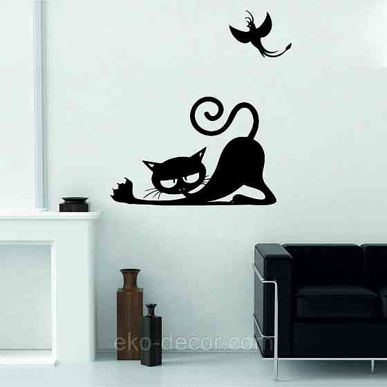 Декоративное настенное 3D Панно «Кот» Декор на стену с объемом 110*72 см, Черный Киев