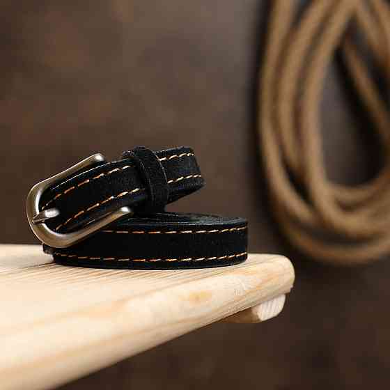 Стильний замшевий ремінь для жінок Чорний (Vintage) Київ