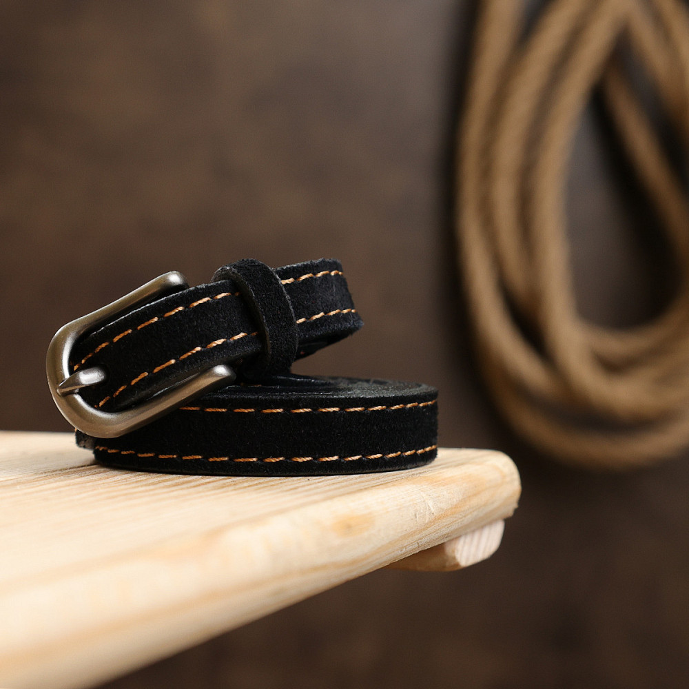 Стильный замшевый ремень для женщин Черный (Vintage) Киев - изображение 4