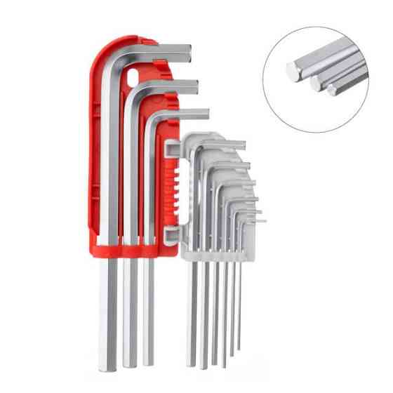 Набор ключей Г-образных шестигранных, удлиненные, 9 шт., 1,5-10 мм, S2, профессиональные INTERTOOL HT-1803 Киев