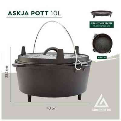 Котел туристичний Groenberg Askja Pot 33 cm / 10 L Black (266018) (DAS303245) Вінниця