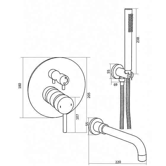 Змішувач для ванної вбудований Globus Lux LAZER Pro  GLPR-202-00-SMART Тернополь