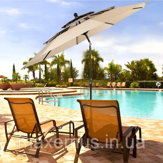 Зонт садовый подвесной Bonro B-019 3х3 м Бежевый с наклоном и поворотом 360° Мостиска - изображение 14