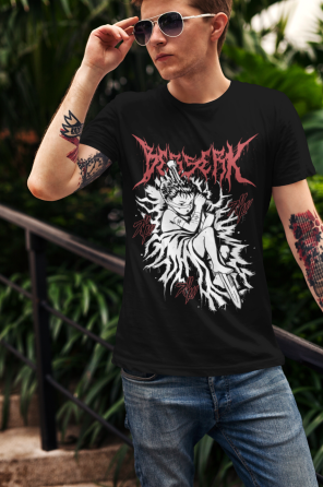 Футболка для мальчика аниме Берсерк Манга Стрип Гутс оверсайз (рост от 165 до 180 ) Черний AnimeJ0681m Днепр