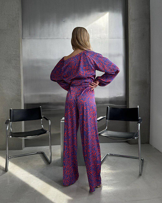 Женский шелковый костюм Синий S Харьков - изображение 2