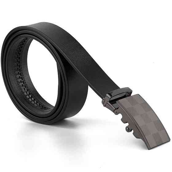 Ремінь чоловічий з автоматичною пряжкою шахматка Чорний (Vintage) Київ