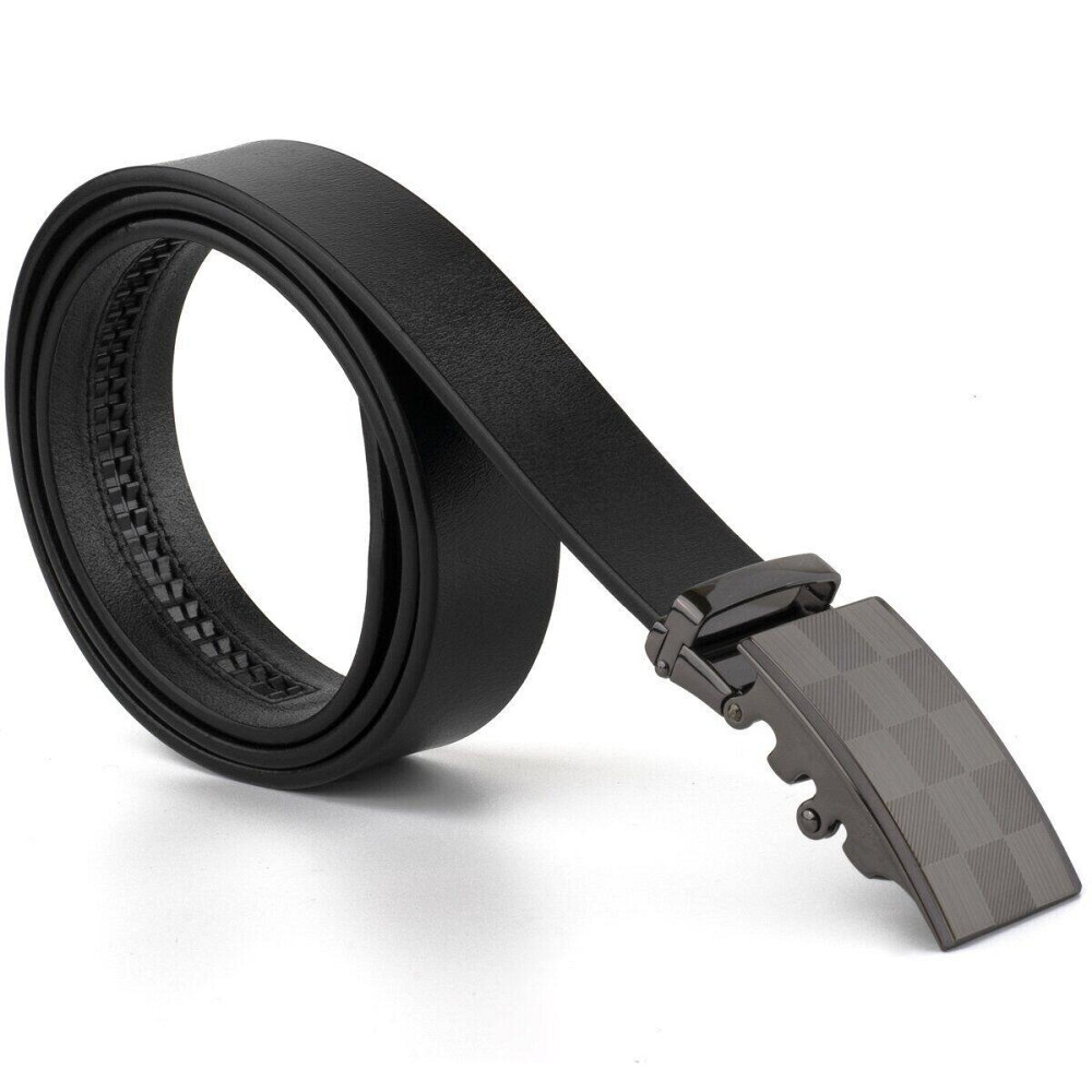 Ремень мужской с автоматической пряжкой шахматка Черный (Vintage) Киев - изображение 1