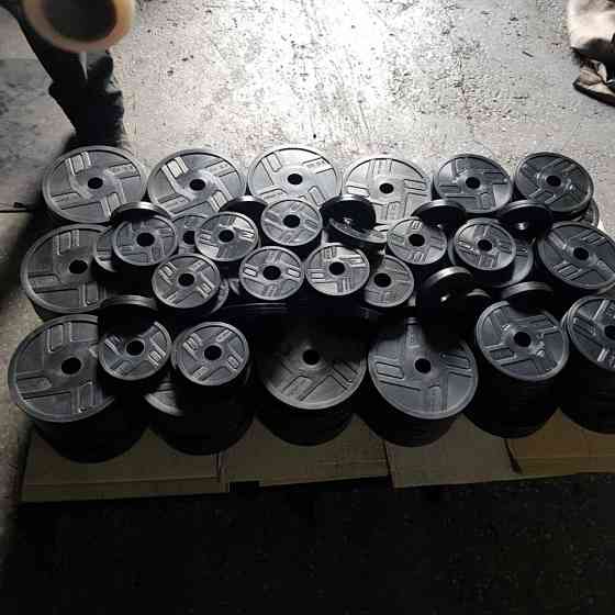 Дві штанги + 4 хромовані грифи + Набір обгумованих дисків 120 кг Гантелі, гирі, штанги та диски Київ