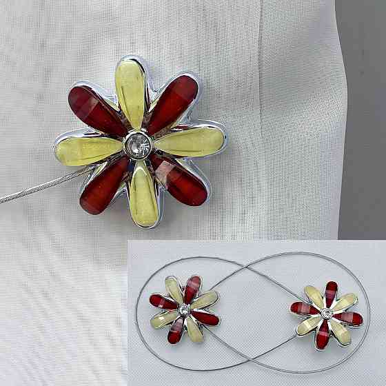 Магніти для штор та гардин "Квітка" набір 2 шт Червоний з жовтим (81-251) Київ