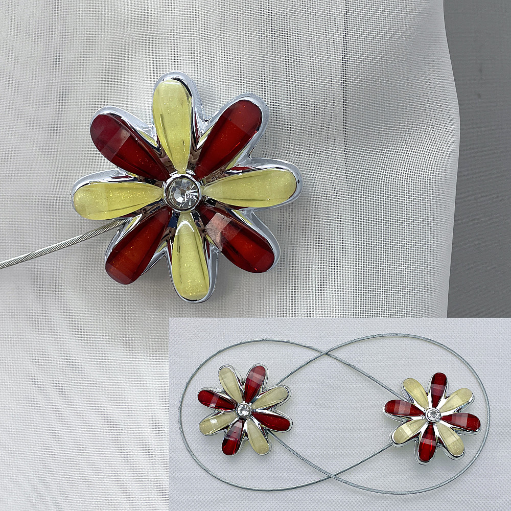 Магніти для штор та гардин "Квітка" набір 2 шт Червоний з жовтим (81-251) Київ - фото 1