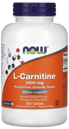 L-карнітин, L-Carnitine, Now Foods, 1000 мг, 100 таблеток Київ