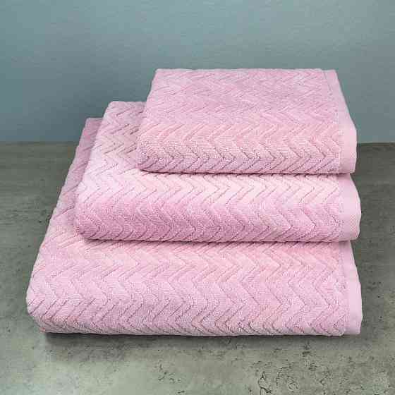 Набор махровых полотенец Жаккардовых с велюром 3шт GM Textile 40x70см, 50x90см, 70x140см 550г/м2 (Ро Сумы