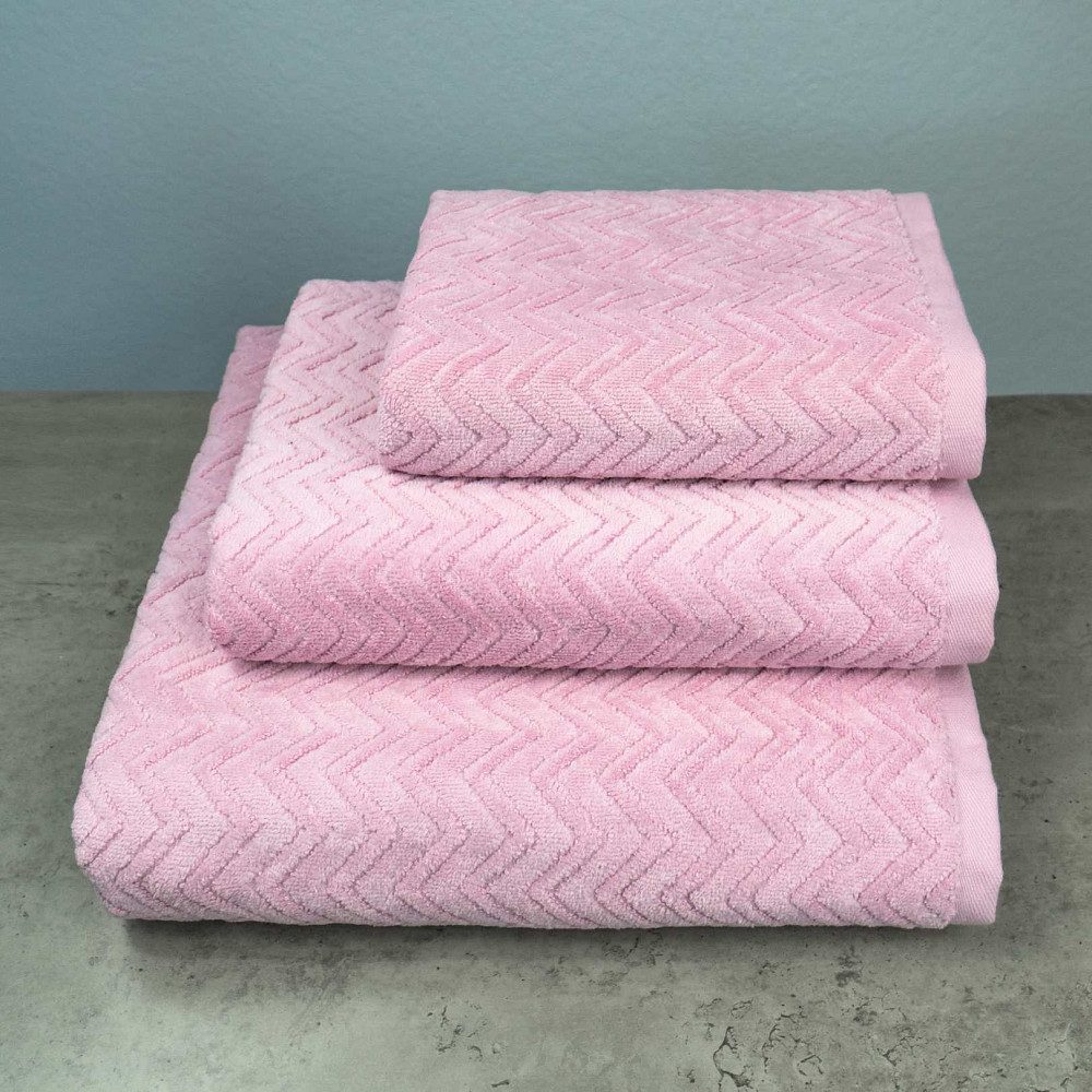 Набор махровых полотенец Жаккардовых с велюром 3шт GM Textile 40x70см, 50x90см, 70x140см 550г/м2 (Розовый) Сумы - изображение 1