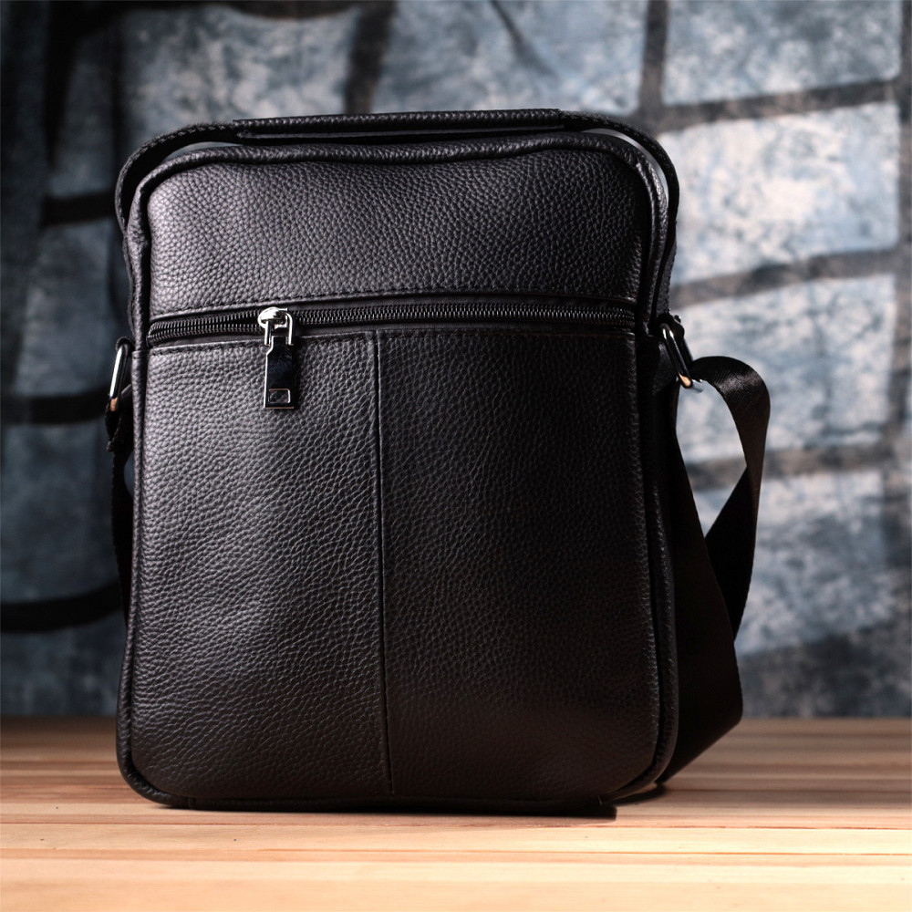 Удобная вертикальная сумка для мужчин из натуральной кожи Vintage sale_15115 Черный Киев - изображение 10