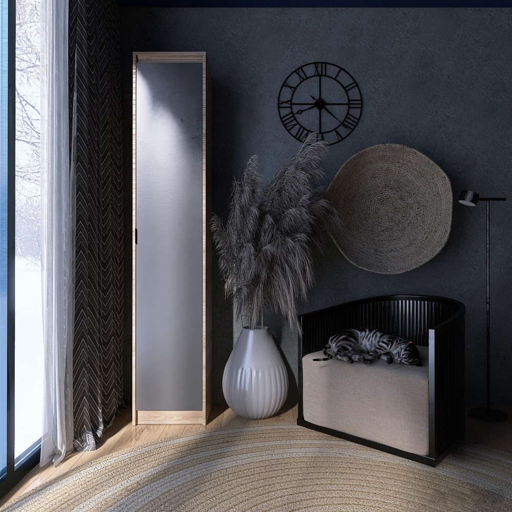 Шкаф-пенал закрытый Эверест Сити-400 Дуб сонома/Графит (DTM-071091) Львов - изображение 1