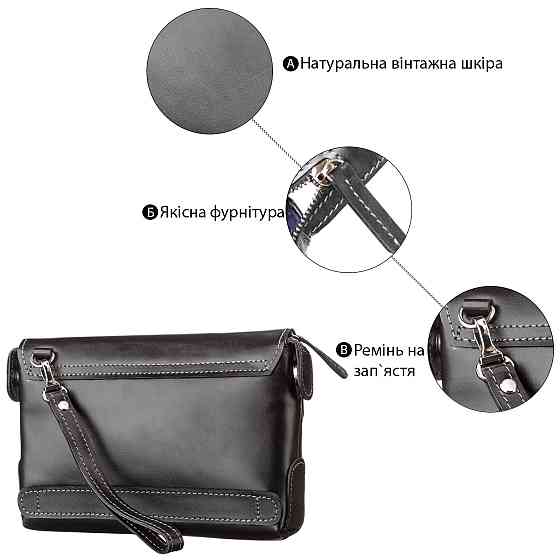 Чоловічий клатч SHVIGEL 11084 шкіряний Чорний Київ