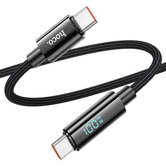 Кабель HOCO U125 Benefit 100W charging data cable with display Type-C to Type-C Black Одеса
