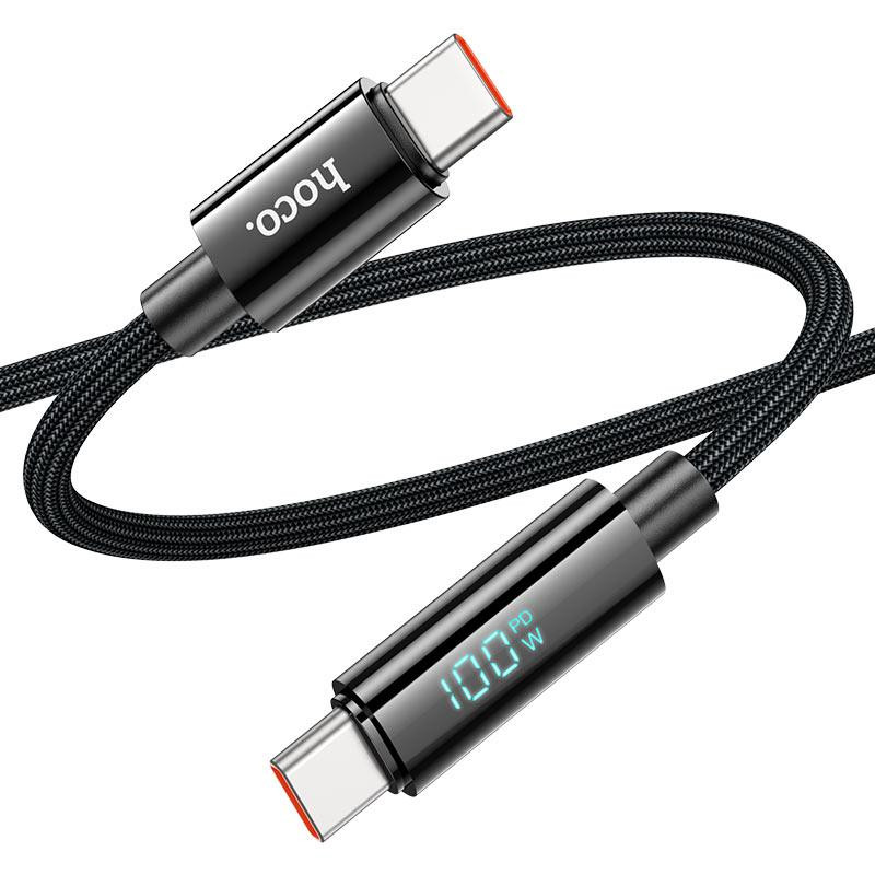 Кабель HOCO U125 Benefit 100W charging data cable with display Type-C to Type-C Black Одеса - фото 3