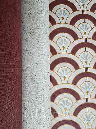 Шпалери вінілові Lutece Melody 51197103 геометрія напівкруги смуги фігури рожеві бордові білі золотисті Київ
