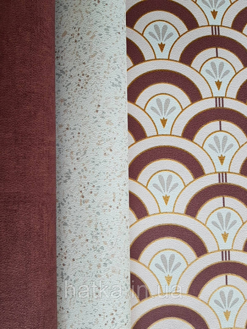 Шпалери вінілові Lutece Melody 51197103 геометрія напівкруги смуги фігури рожеві бордові білі золотисті Київ - фото 2