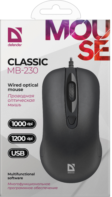 Миша Defender Classic MB-230 4кнопки,1000/1200dpi, Чорний (52231) (6718372) Київ - фото 5