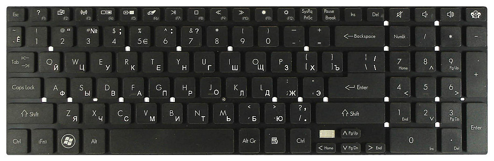 Клавиатура для ноутбука Acer Gateway (NV55) Black, (No Frame), RU (горизонтальный энтер) Вінниця - фото 2