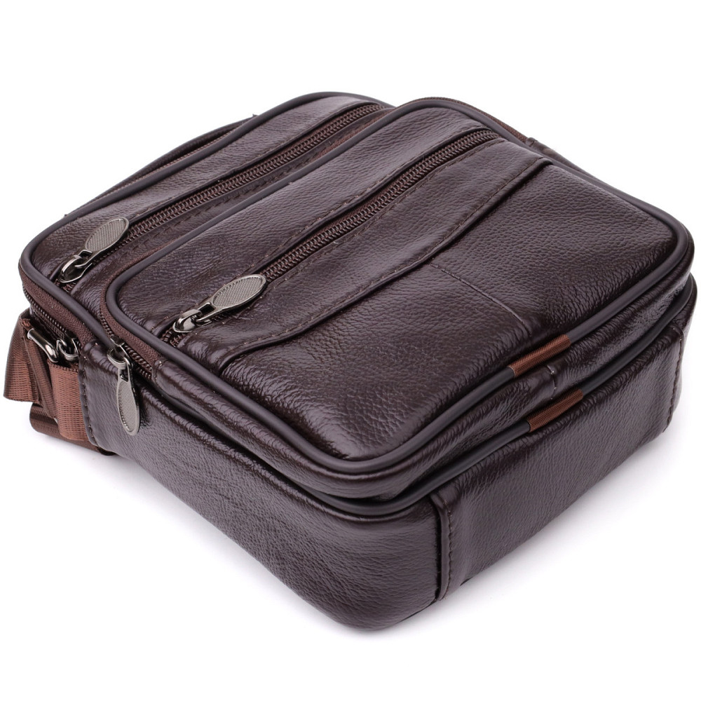 Небольшая вертикальная сумка с ручкой для мужчин из натуральной кожи Vintage 22865 Коричневый Киев - изображение 7