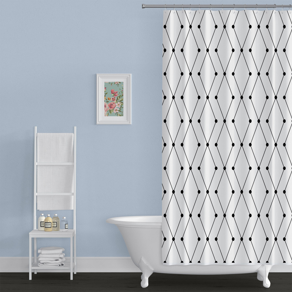 Шторка для ванної кімнати Bathlux 180 x 180 см люкс якість з водовідштовхувальним покриттям, Біла з чорним Кам'янець-Подільський - фото 4