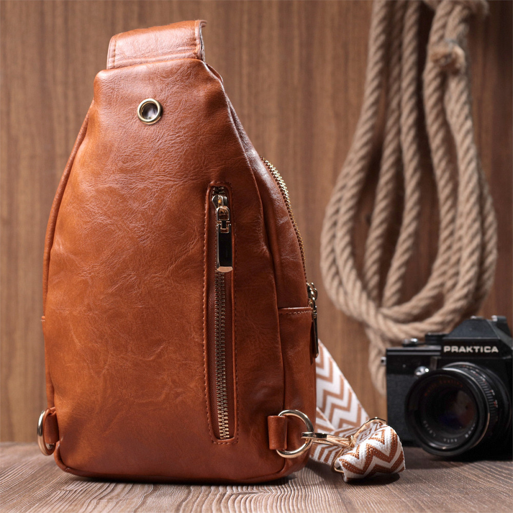 Невелика жіноча сумка з однією лямкою через плече з гладкої екошкіри Vintage 22767 Рудий Київ - фото 10