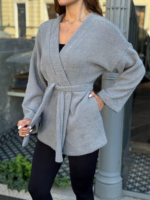 Жіночий теплий модний кардиган альпака Сірий, 42/44 Одеса - фото 1