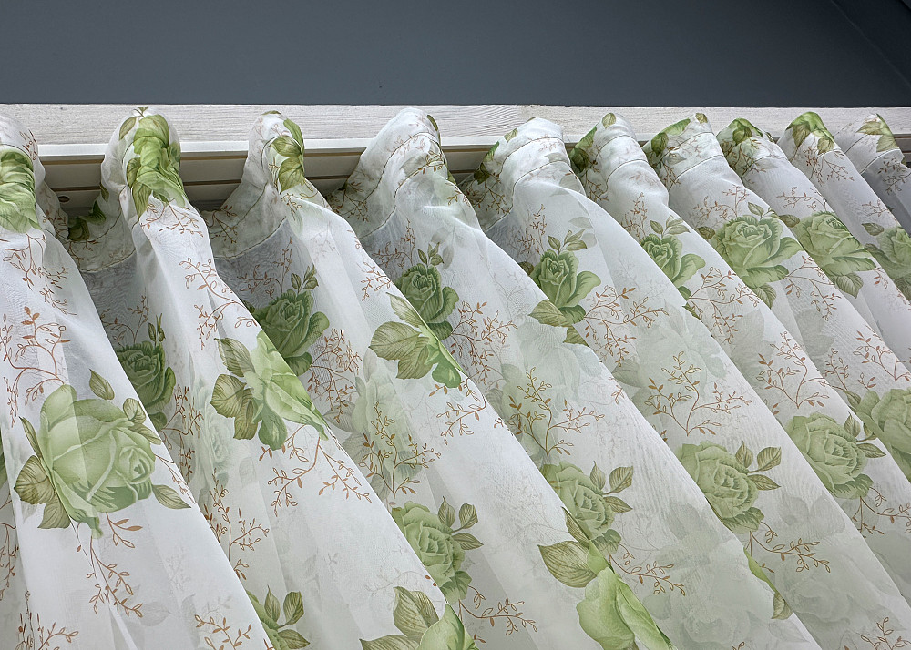 Кухонные шторки VR-Textil № 101к с подвязками Белый с салатовым 320х170 см (52-1210) Киев - изображение 6