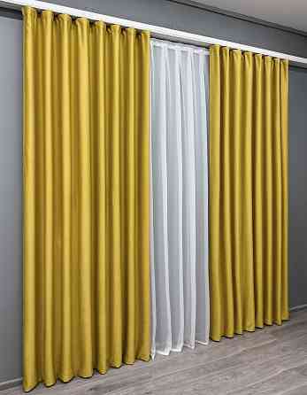 Комплект готових штор VR-Textil Шеніл однотонний № 1897ш Гірчичний 200х270 см 2 шт (32-265) Київ