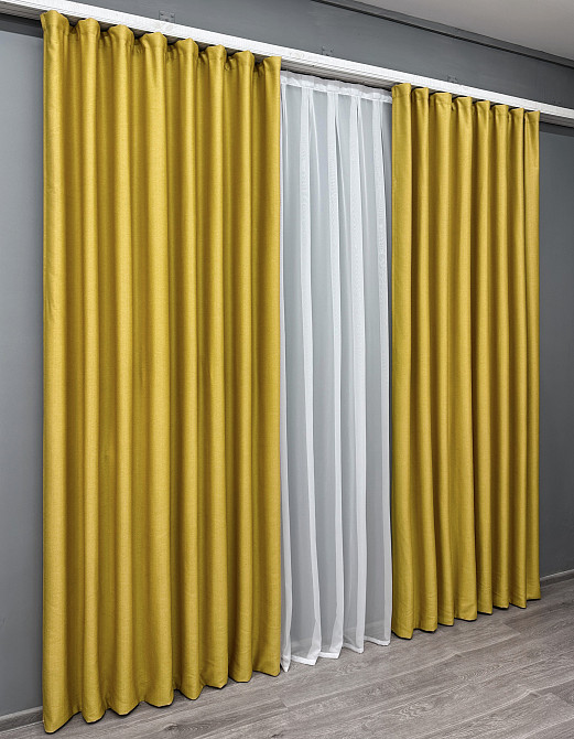 Комплект готових штор VR-Textil Шеніл однотонний № 1897ш Гірчичний 200х270 см 2 шт (32-265) Київ - фото 4