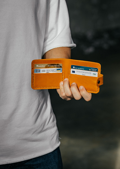 Чоловічий гаманець із натуральної шкіри, місткий гаманець, чоловічий на кнопці гаманець із Crazy HorseMasterSem Київ - фото 2