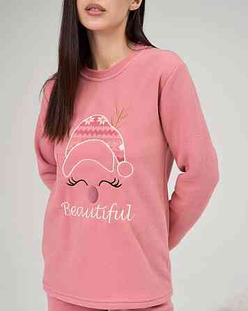 Женская теплая пижама со штанами Флис - Олень в шапке Lady Secret 94109 L Киев