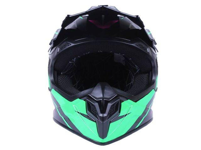 Шолом мотоциклетний кросовий MD-911 (чорний із зеленим і малиновим, size S) Мукачево - фото 4