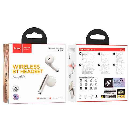 Бездротові навушники HOCO EQ7 Snowflake true wireless BT headset Milky White Київ
