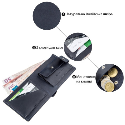 Портмоне Grande Pelle Синее (11231) Винница - изображение 4
