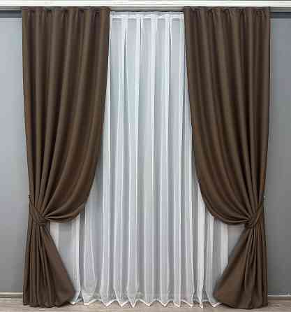Комплект готових штор VR-Textil Bagema Rvs № 1238ш Шоколадний 150х295 см 2 шт (33-0622) Київ