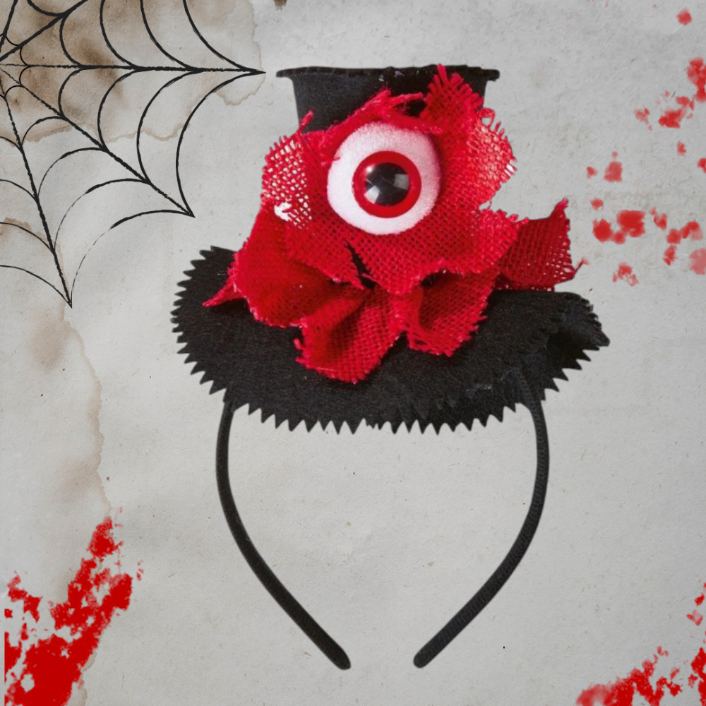 Обруч Капелюх з оком на Хелловін 12 на 22 см чорно-червоний Київ - фото 1