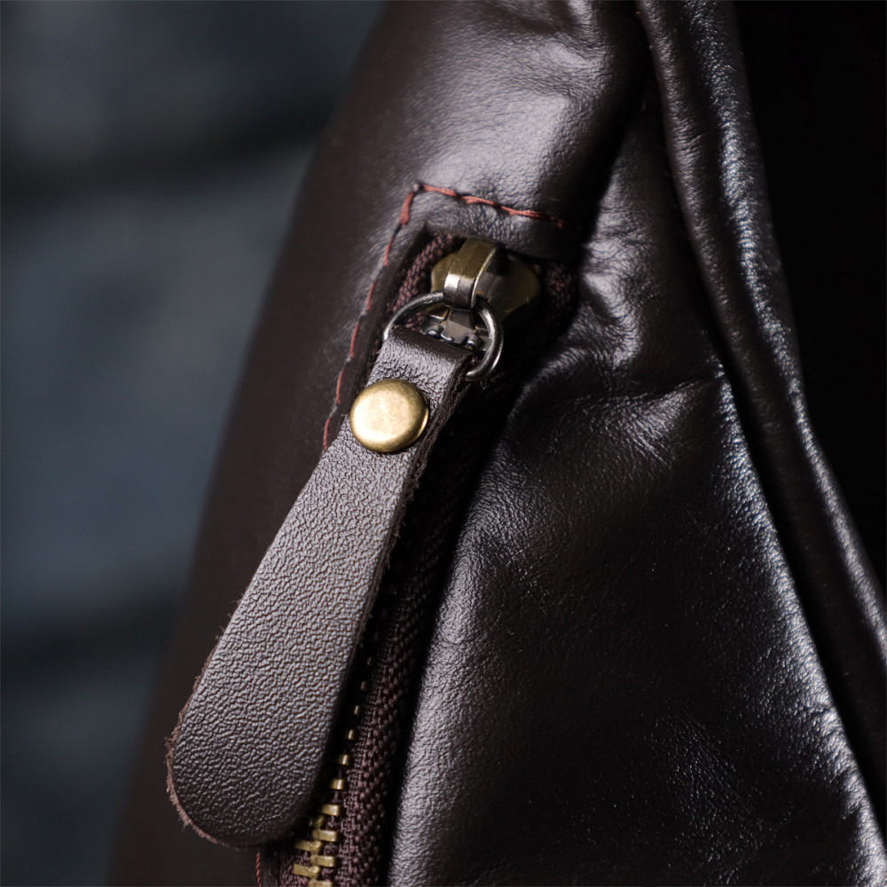 Сумка бананка відмінної якості з гладкої натуральної шкіри Коричневий (SHVIGEL) Київ - фото 4