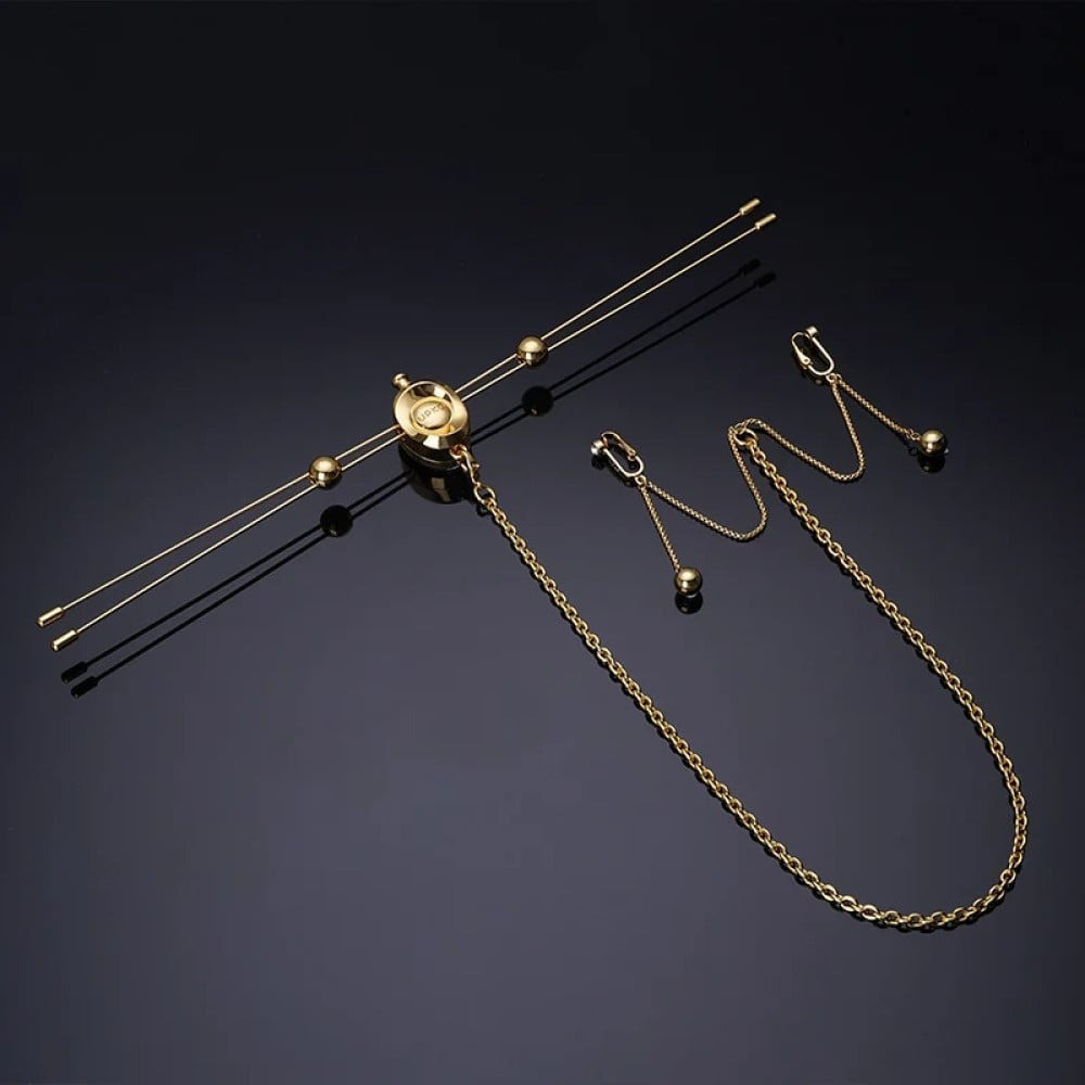 Зажимы для сосков с вибрацией UPKO Double Bar Vibration Nipple и клиторальная цепь, золотистые Sex Aura Киев - изображение 6