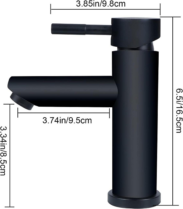 SLFYEE чорний змішувач для ванної кімнати, умивальника, матовий, комплект змішувача з нержавіючої сталі 304 Київ - фото 2