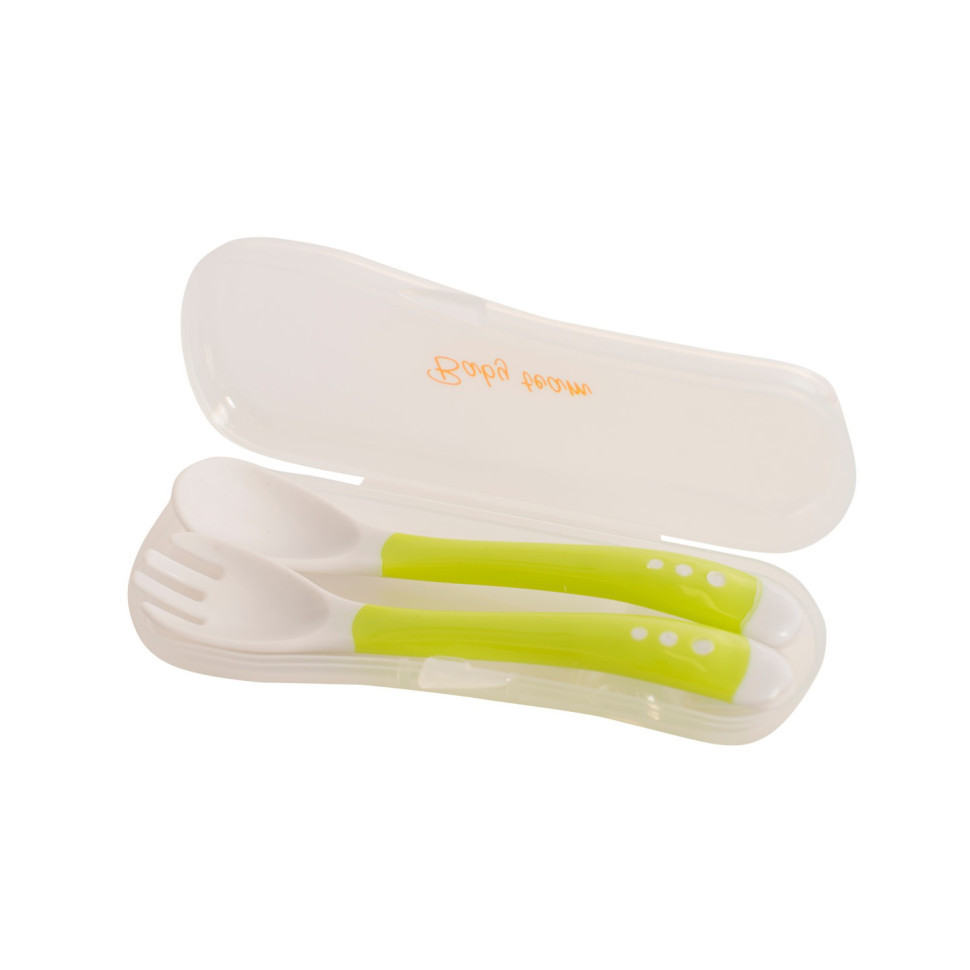 Дитячий набір для годування 6105_зелений (виделочка та ложечка) в футлярі Вінниця - фото 1