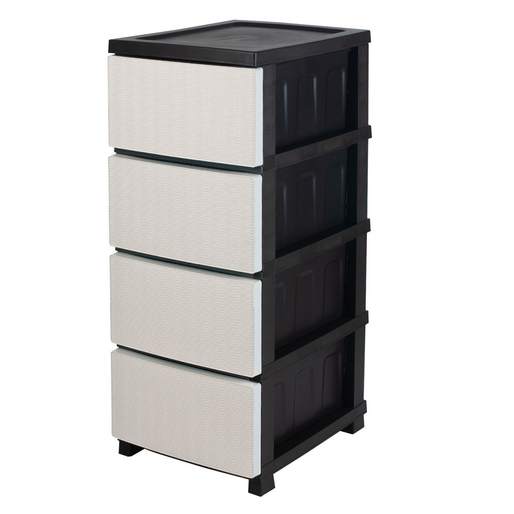 Комод пластиковий "Ротанг" 4 яруси 86*43*34см, R-Plastic, чорно-білий Одеса - фото 2
