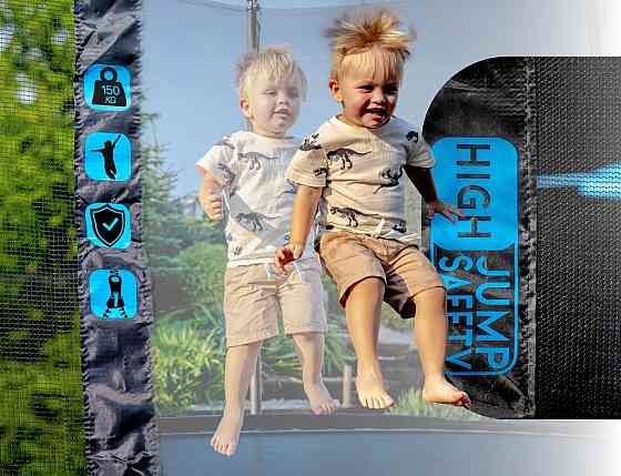 Батут THUNDER OUTSIDE PRO з зовнішньою сіткою 14 футів 427 см чорно-блакитний Київ